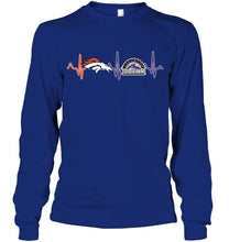 Load image into Gallery viewer, Denver Broncos Colorado Rockies heartbeat shirt