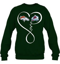 Load image into Gallery viewer, Denver Broncos Colorado Avalanche love heart shirt