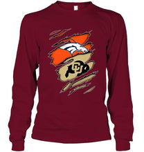 Load image into Gallery viewer, Denver Broncos and Colorado Buffaloes layer under ripped shirt
