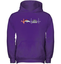 Load image into Gallery viewer, Denver Broncos Colorado Rockies heartbeat shirt