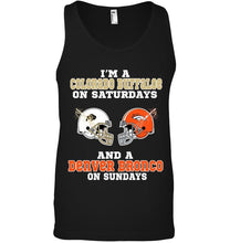 Load image into Gallery viewer, I'm Colorado Buffaloe on saturdays and Denver Bronco on sundays shirt