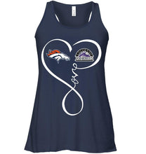 Load image into Gallery viewer, Denver Broncos Colorado Rockies love heart shirt