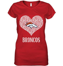 Load image into Gallery viewer, Denver Broncos heart floral pattern shirt