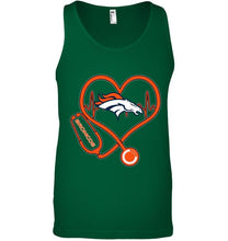 Load image into Gallery viewer, Denver Broncos nurse scope love heartbeat shirt