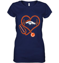 Load image into Gallery viewer, Denver Broncos nurse scope love heartbeat shirt