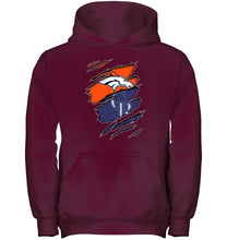 Load image into Gallery viewer, Denver Broncos and Colorado Rockies layer under ripped shirt