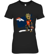 Load image into Gallery viewer, Denver Broncos angry baby groot ripped shirt