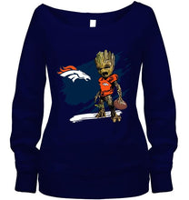 Load image into Gallery viewer, Denver Broncos angry baby groot ripped shirt