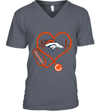 Load image into Gallery viewer, Denver Broncos nurse scope love heartbeat shirt