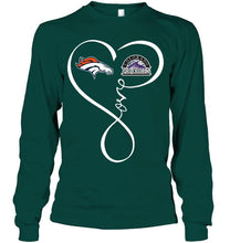 Load image into Gallery viewer, Denver Broncos Colorado Rockies love heart shirt