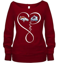 Load image into Gallery viewer, Denver Broncos Colorado Avalanche love heart shirt