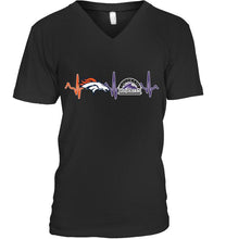 Load image into Gallery viewer, Denver Broncos Colorado Rockies heartbeat shirt