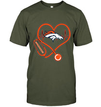 Load image into Gallery viewer, Denver Broncos nurse scope love heartbeat shirt