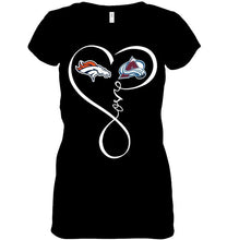 Load image into Gallery viewer, Denver Broncos Colorado Avalanche love heart shirt