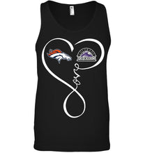 Load image into Gallery viewer, Denver Broncos Colorado Rockies love heart shirt