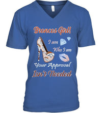 Load image into Gallery viewer, Broncos Girl I am who I am your approval isn't needed Denver Broncos fan high heel glittering shirt