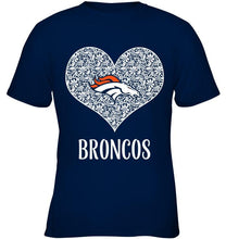 Load image into Gallery viewer, Denver Broncos heart floral pattern shirt