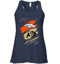 Load image into Gallery viewer, Denver Broncos and Colorado Buffaloes layer under ripped shirt