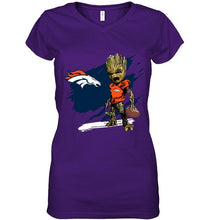 Load image into Gallery viewer, Denver Broncos angry baby groot ripped shirt