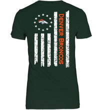 Load image into Gallery viewer, Denver Broncos star american flag on back shirt