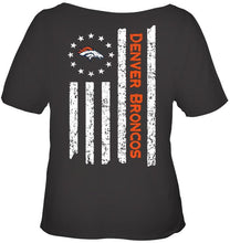 Load image into Gallery viewer, Denver Broncos star american flag on back shirt