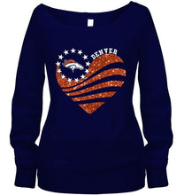 Load image into Gallery viewer, Denver Broncos glitter heart shirt