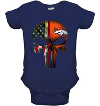 Load image into Gallery viewer, Denver Broncos skull american flag shirt