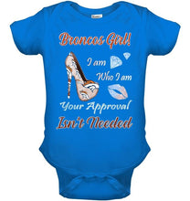 Load image into Gallery viewer, Broncos Girl I am who I am your approval isn't needed Denver Broncos fan high heel glittering shirt
