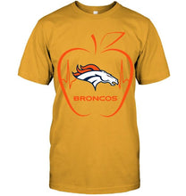 Load image into Gallery viewer, Denver Broncos heartbeat teacher apple shirt