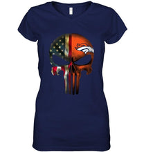 Load image into Gallery viewer, Denver Broncos skull american flag shirt