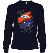 Load image into Gallery viewer, Denver Broncos and Colorado Rockies layer under ripped shirt
