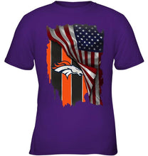 Load image into Gallery viewer, Denver Broncos american flag fan hoodie