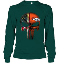 Load image into Gallery viewer, Denver Broncos skull american flag shirt