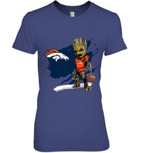 Load image into Gallery viewer, Denver Broncos angry baby groot ripped shirt