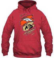 Load image into Gallery viewer, Denver Broncos and Colorado Buffaloes layer under ripped shirt