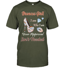 Load image into Gallery viewer, Broncos Girl I am who I am your approval isn't needed Denver Broncos fan high heel glittering shirt