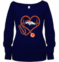 Load image into Gallery viewer, Denver Broncos nurse scope love heartbeat shirt