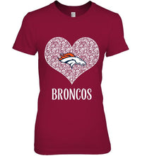 Load image into Gallery viewer, Denver Broncos heart floral pattern shirt