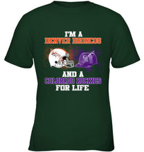Load image into Gallery viewer, i'm a Denver Bronco and a Colorado Rockie for life shirt