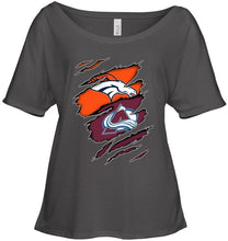 Load image into Gallery viewer, Denver Broncos and Colorado Avalanche layer under ripped shirt