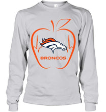 Load image into Gallery viewer, Denver Broncos heartbeat teacher apple shirt