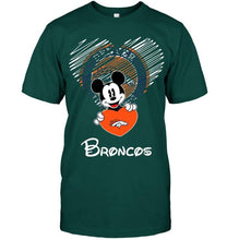 Load image into Gallery viewer, Mickey loves Denver Broncos fan shirt