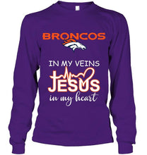 Load image into Gallery viewer, Denver Broncos in my veins jesus in my heart shirt