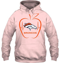 Load image into Gallery viewer, Denver Broncos heartbeat teacher apple shirt