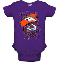 Load image into Gallery viewer, Denver Broncos and Colorado Avalanche layer under ripped shirt