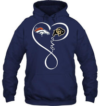 Load image into Gallery viewer, Denver Broncos Colorado Buffaloes love heart shirt