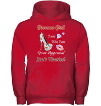 Load image into Gallery viewer, Broncos Girl I am who I am your approval isn't needed Denver Broncos fan high heel glittering shirt