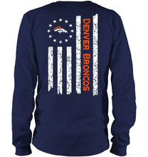 Load image into Gallery viewer, Denver Broncos star american flag on back shirt