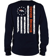 Load image into Gallery viewer, Denver Broncos star american flag on back shirt