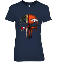 Load image into Gallery viewer, Denver Broncos skull american flag shirt